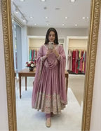 Dusty Rose Embroidered Pakistani Anarkali Suit
