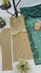 3 piece fancy kurti with bottom and dupatta