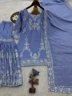 3 piece fancy kurti with sharara and beautiful dupatta