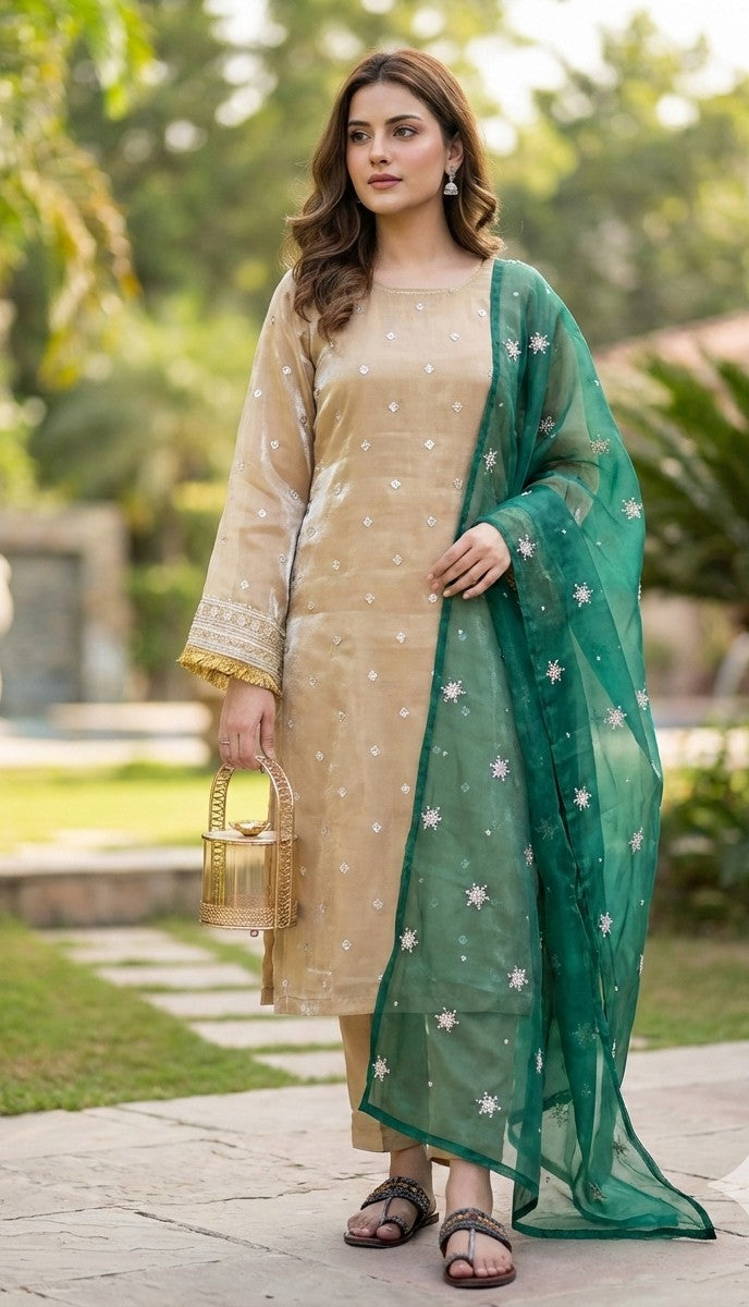3 piece fancy kurti with bottom and dupatta