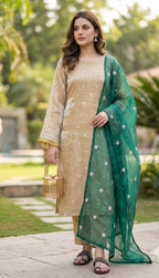 3 piece fancy kurti with bottom and dupatta