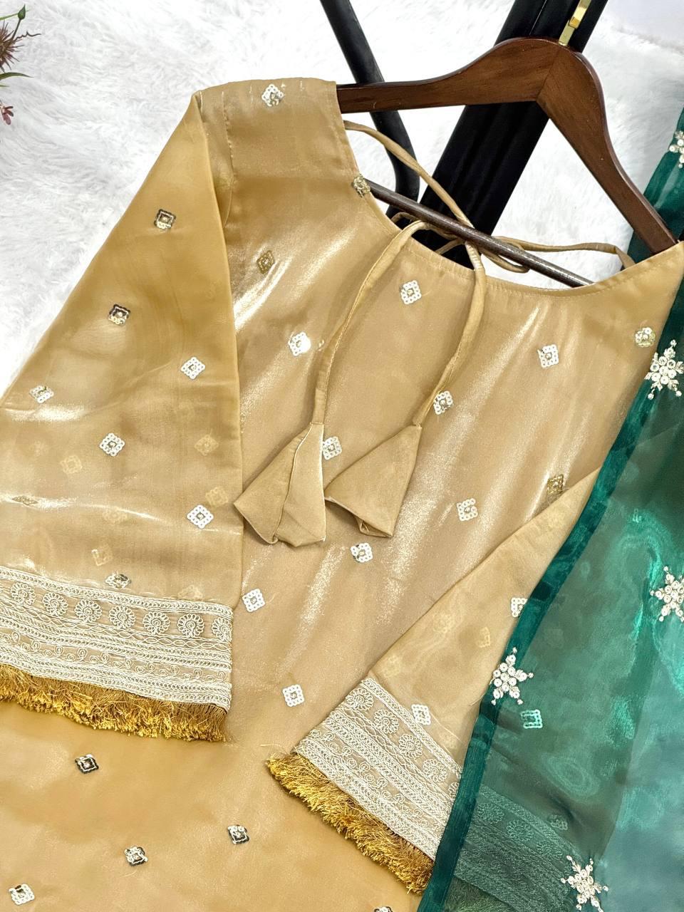 3 piece fancy kurti with bottom and dupatta