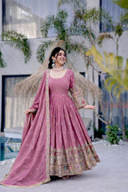 Dusty Rose Embroidered Pakistani Anarkali Suit