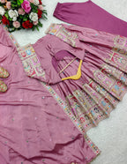 Dusty Rose Embroidered Pakistani Anarkali Suit